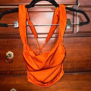 Urban Outfitters Orange Ruched Tank Top